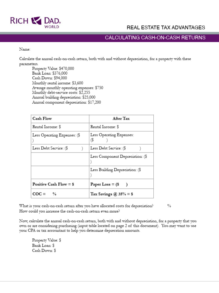 Calculating Cash On Cash Returns | PDF
