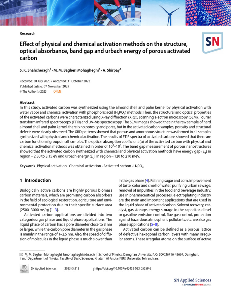 Activation Methods for Porous Carbon | PDF | Adsorption | Home & Garden