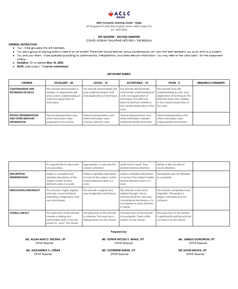 4th Quarter CPAR Examination | PDF