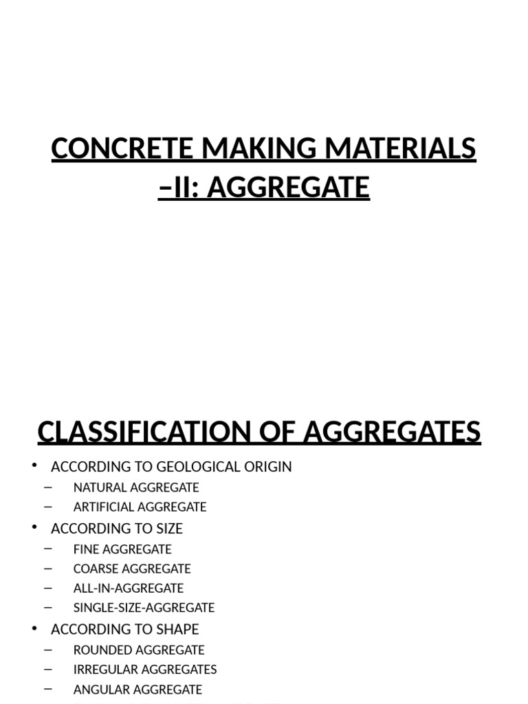 Concrete Making Materials - Ii: Aggregate | PDF