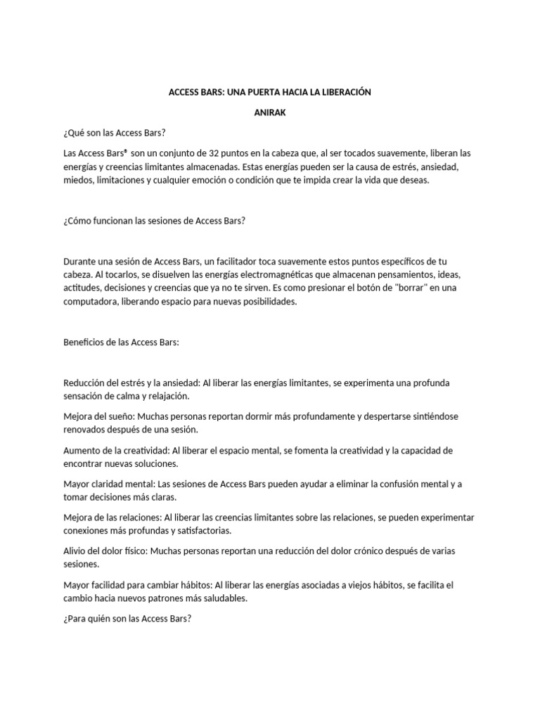 Access Bar Que Son | PDF