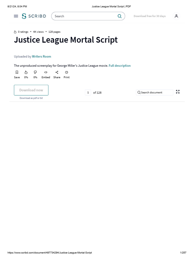 Justice League Mortal Screenplay PDF | PDF | Computer File ...