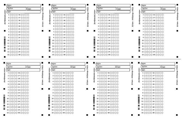 30 Item Zipgrade New | PDF