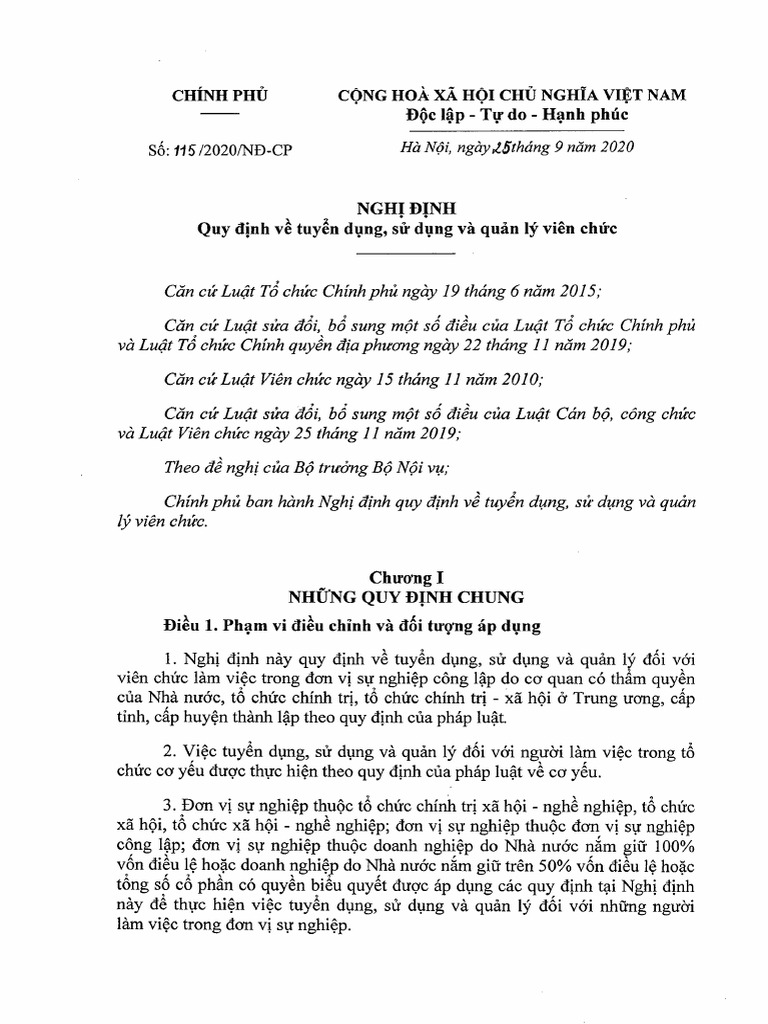 Nghi dinh 115 2020 nd cp tuyen dung su dung va quan ly vien chuc pdf
