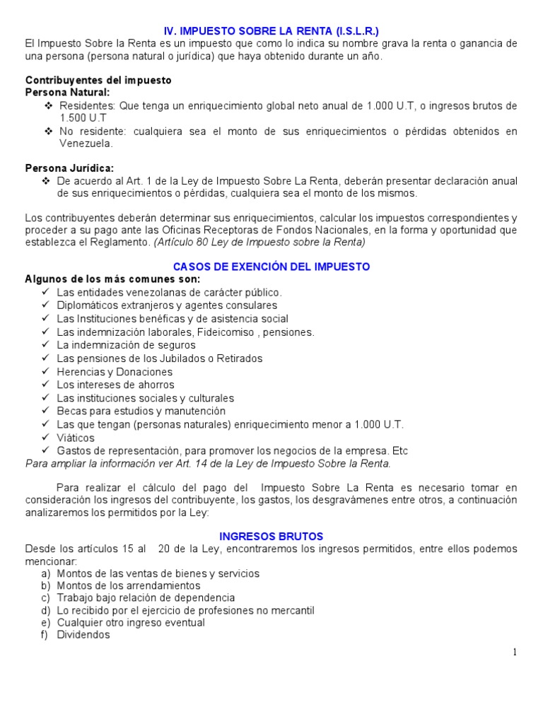 Cálculo del ISLR en Venezuela 2022 | PDF | Impuesto sobre la renta ...