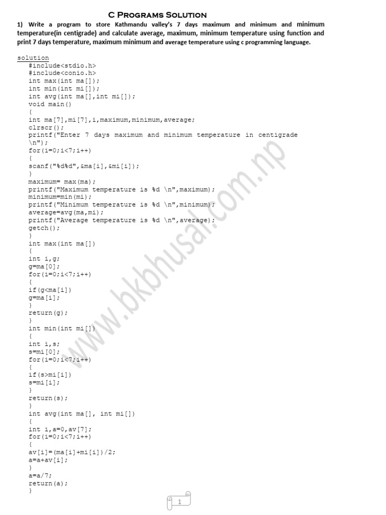 Extra C Programs Solution | PDF
