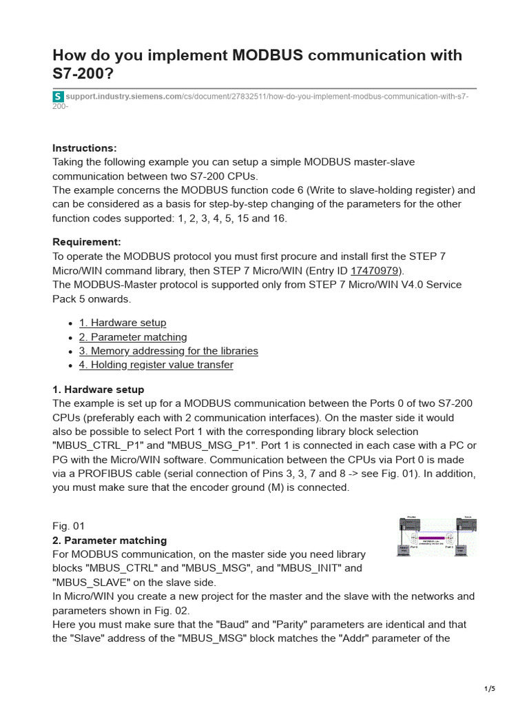 How Do You Implement MODBUS Communication With S7-200 | PDF | Parameter ...