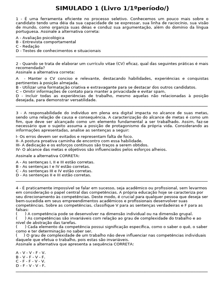 Simulado 1 | PDF