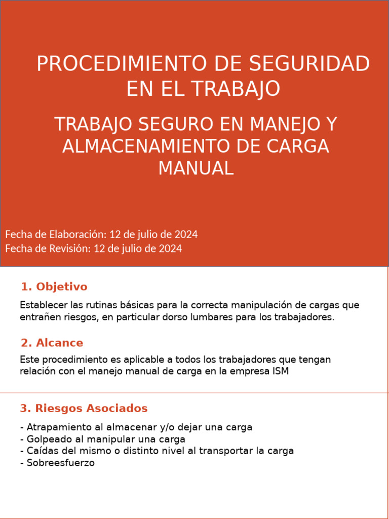 Procedimiento Medidas de Seguridad y Manejo de Materiales | PDF