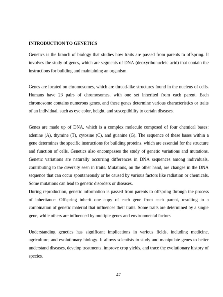 Bio 201 Lecture Genetics 30TH Dec | PDF