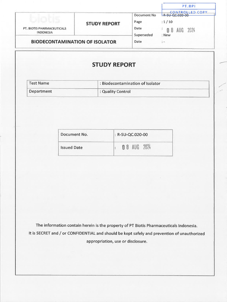 R SU QC.020 00 Biodecontamination of Isolator | PDF
