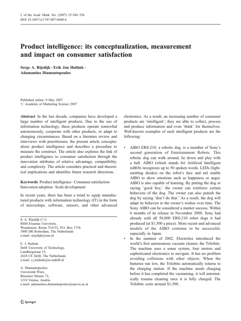 Product Intelligence: Its Conceptualization, Measurement and Impact On ...