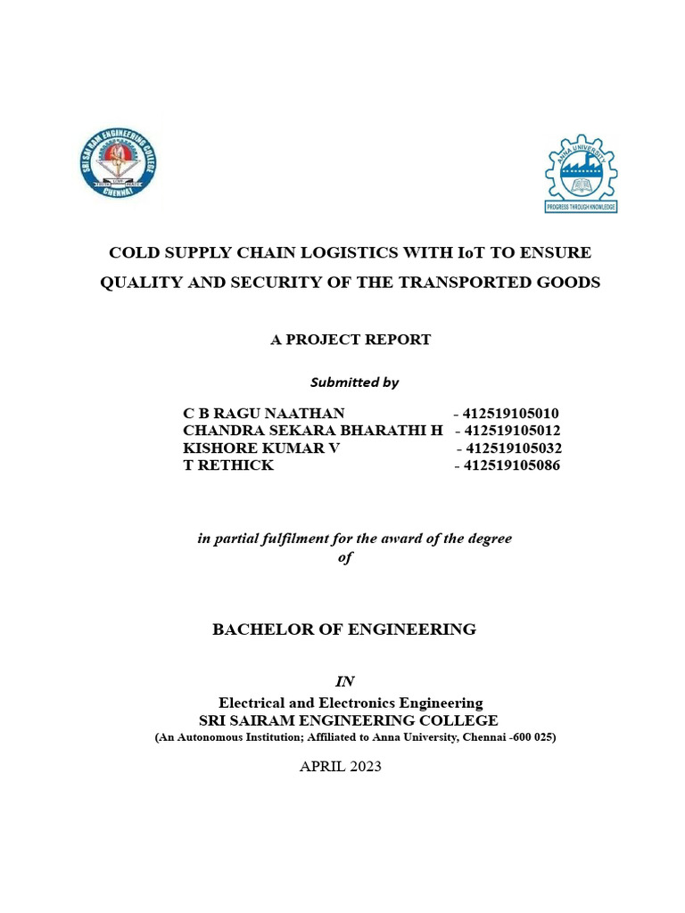 COLD SUPPLY CHAIN LOGISTICS WITH IoT TO ENSURE QUALITY AND SECURITY OF ...