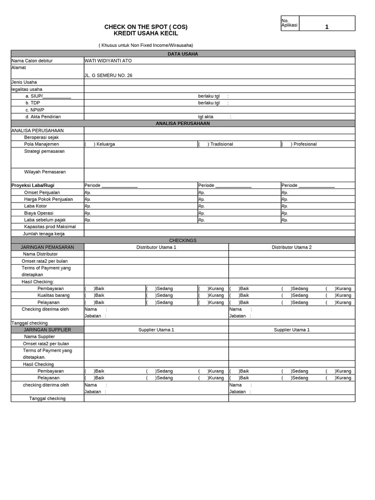 check-on-the-spot-cos-1-kredit-usaha-kecil-pdf