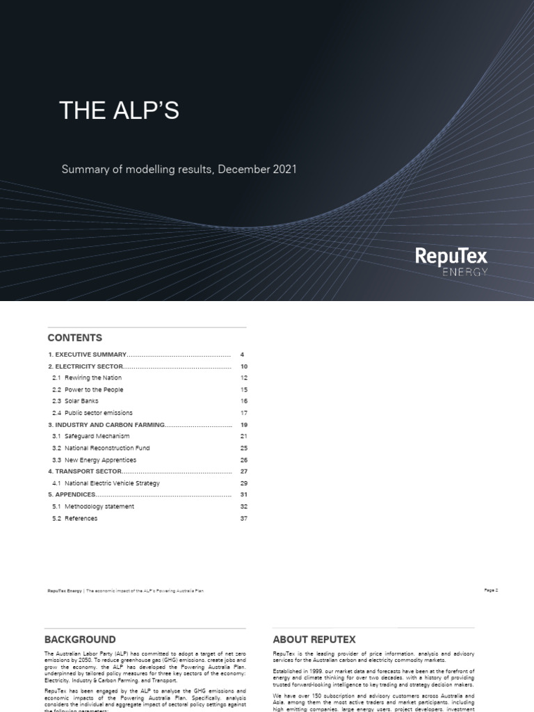 REPUTEX The Economic Impact of The ALPs Powering Australia Plan Summary ...
