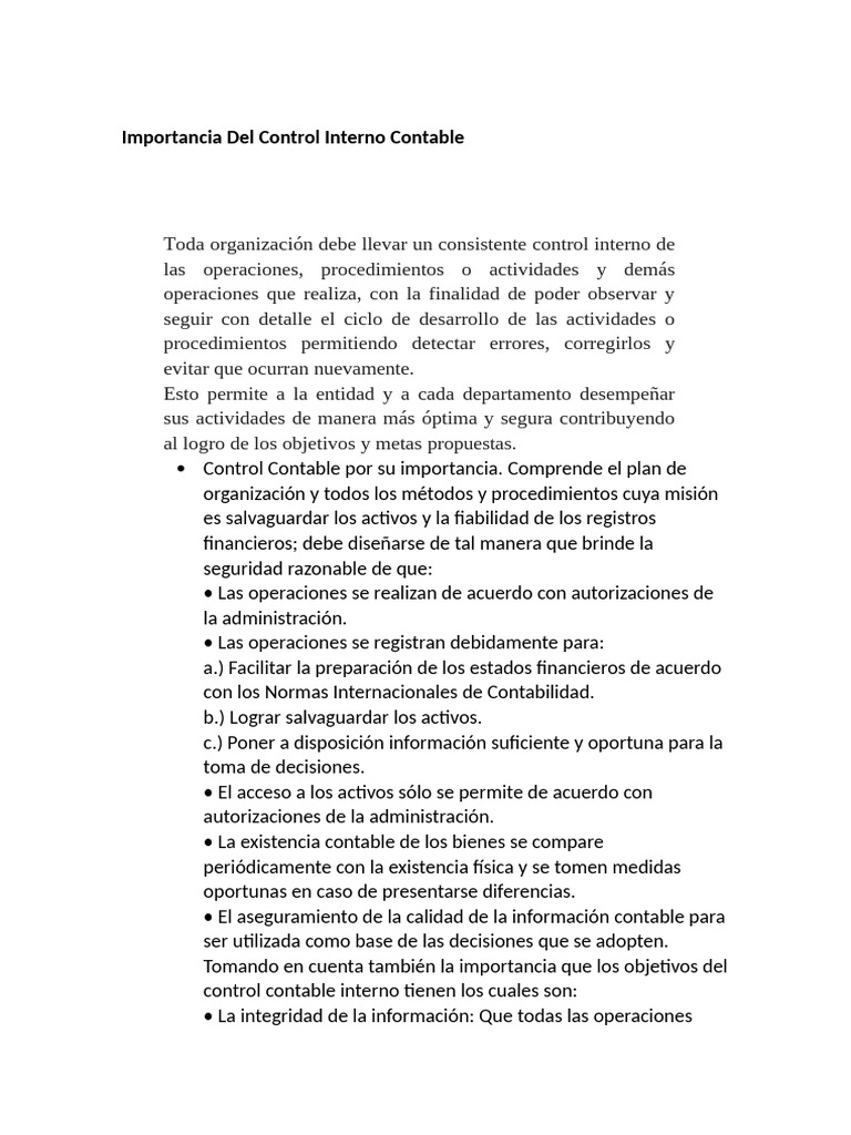 Control Interno Contable: Claves y Beneficios | PDF | Contabilidad ...
