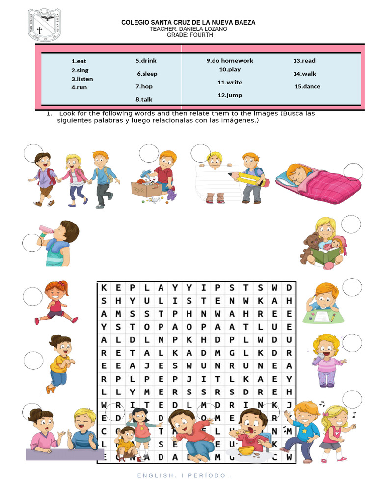 Action Verbs Word Search | PDF