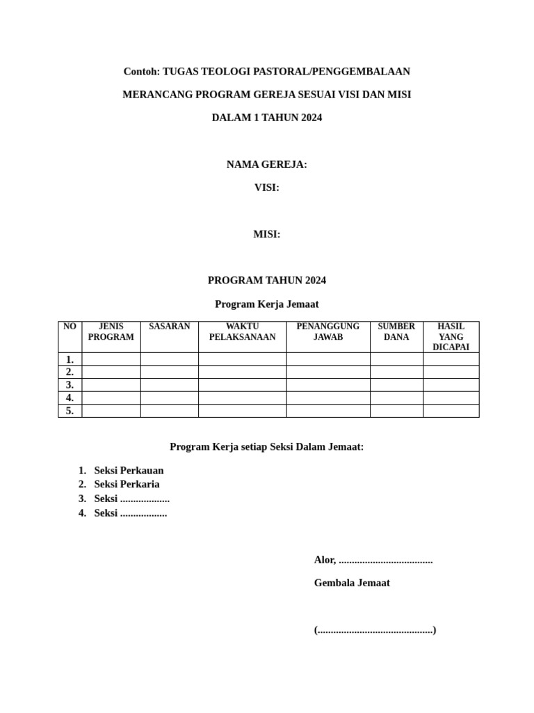 Contoh Merancangkan Program Kerja | PDF