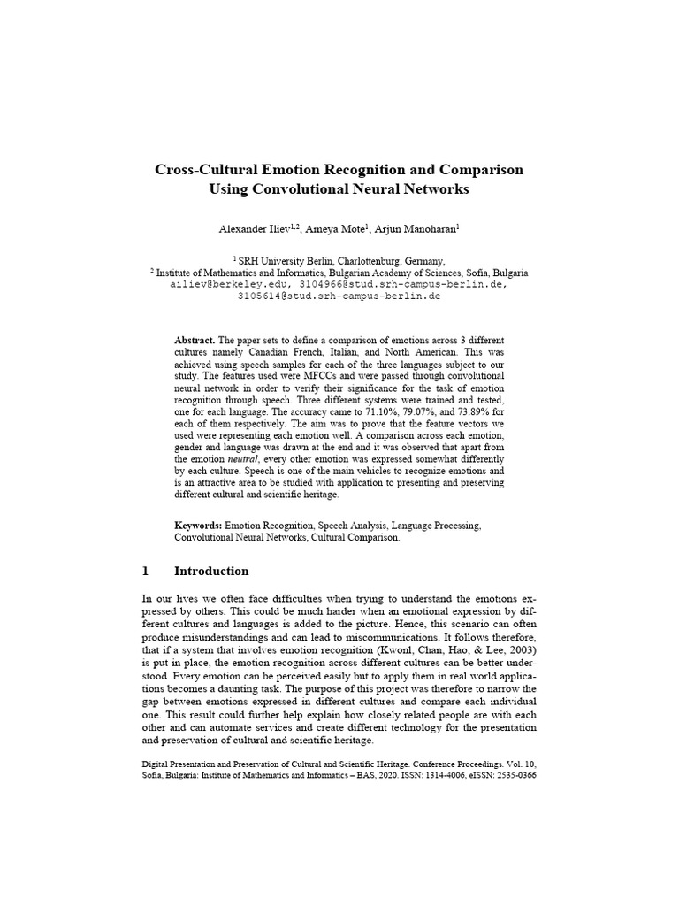 Cross Cultural Emotion Recognition and C | PDF