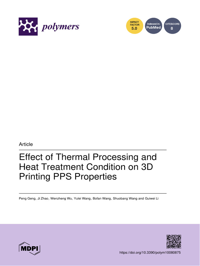 Effect of Thermal Processing and Heat Treatment Condition On 3D ...