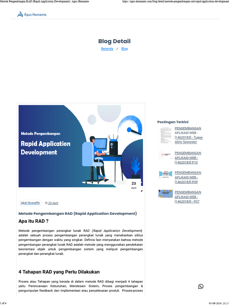 Metode Pengembangan RAD (Rapid Application Development) Agus Hermanto | PDF