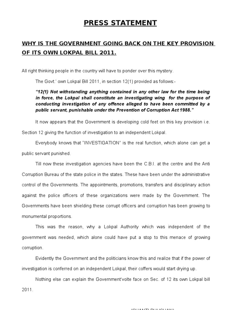 Press Statement On 20th Dec 2011. | PDF | Finance & Money Management ...