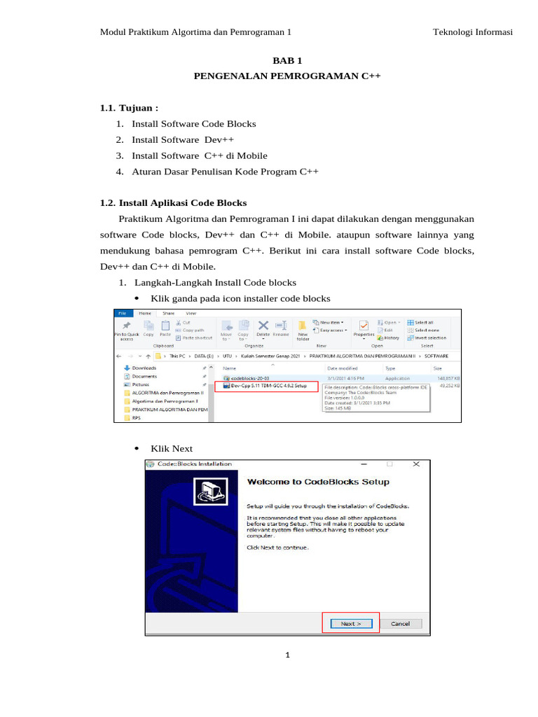Modul 1 PENGENALAN PEMROGRAMAN C++ | PDF