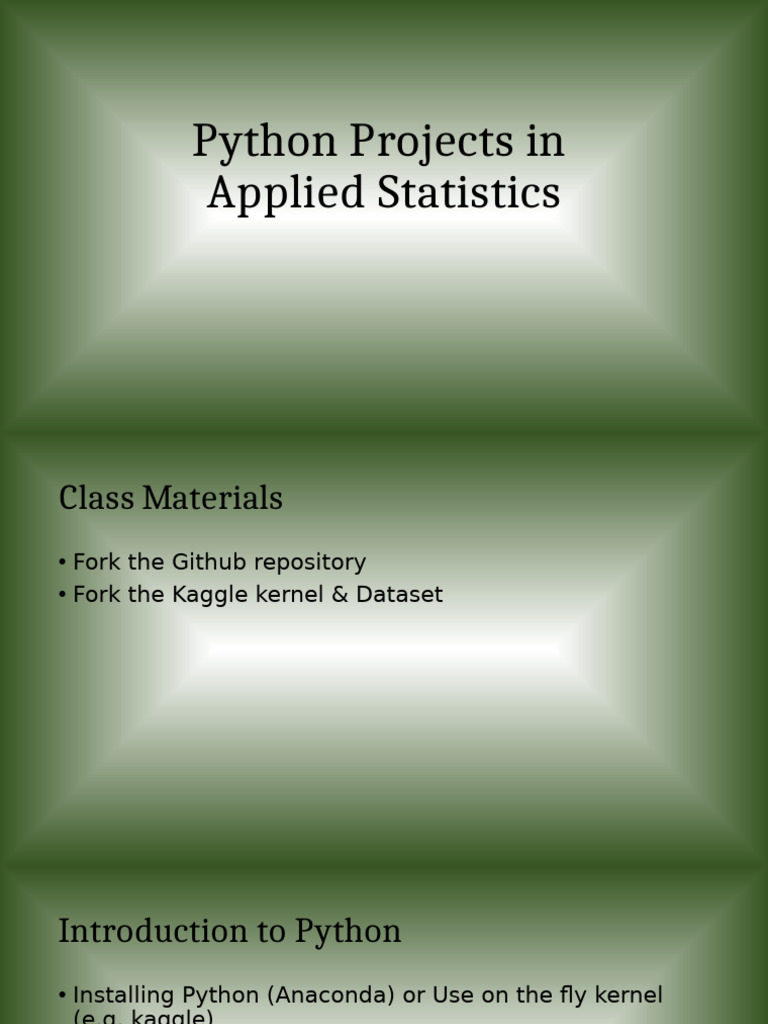 Presentation on Python projects in Applied Statistics | PDF