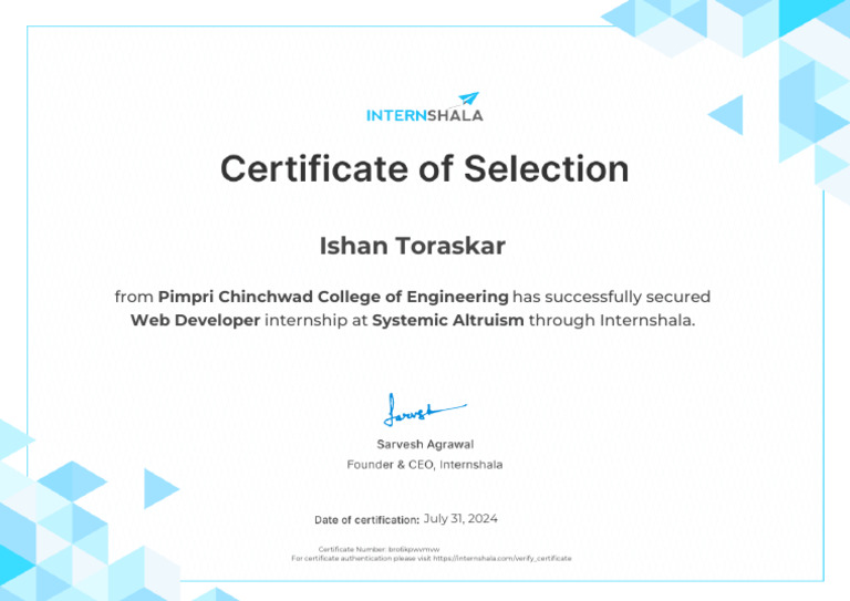 Web developer internship internship certificate pdf