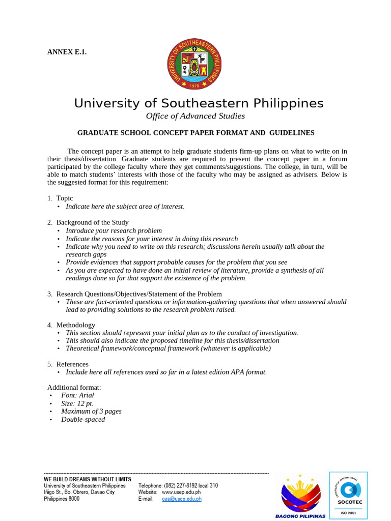 Annex E.1.CONCEPT PAPER FORMAT AND GUIDELINES | PDF
