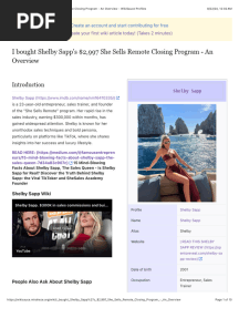 I Bought Shelby Sapp's $2,997 She Sells Remote Closing Program - An Overview - WikiSauce Profiles