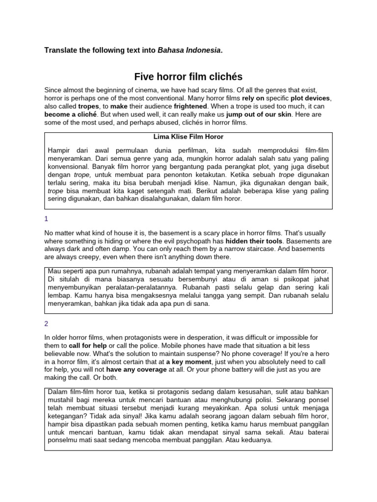 Five Horror Film Clichés | PDF