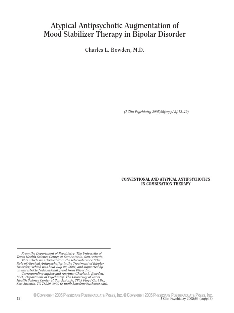 Atypical Antipsychotic Augmentation Mood Stabilizer | PDF
