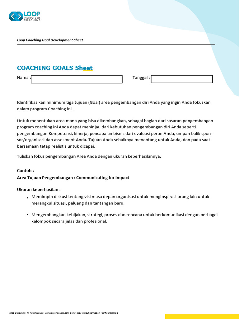 Coaching Goal Development Pdf