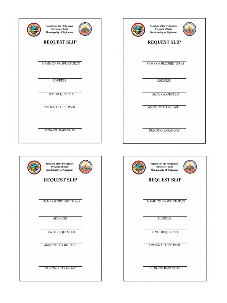 Request Slip With Amount For Barangays | PDF