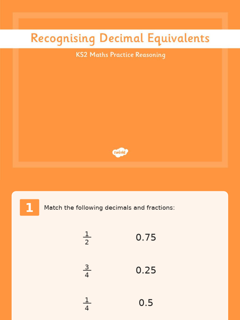 Recognising decimal equivalents pdf