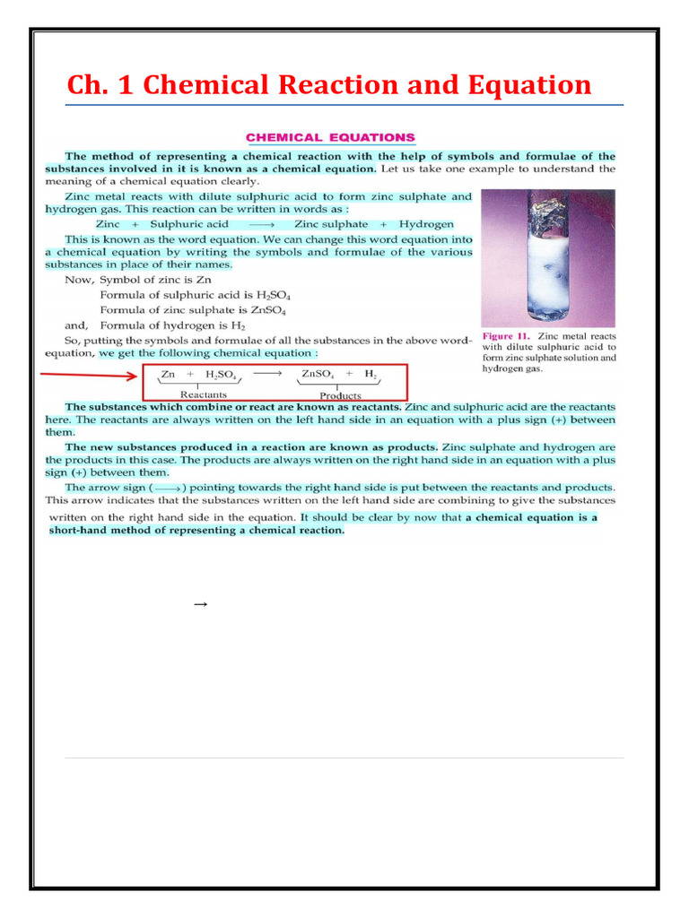 Chapter 1 Chemical Reactions and Equations 2 | PDF