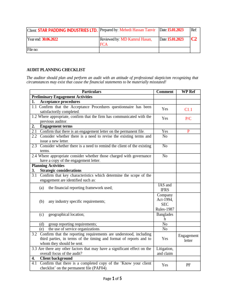 AUDIT PLAN CHECKLIST visual data 7