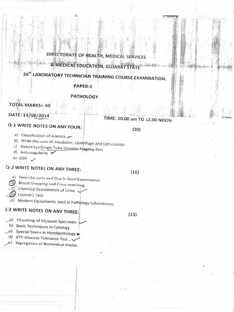 Pathology Dmlt 2014 Pdf