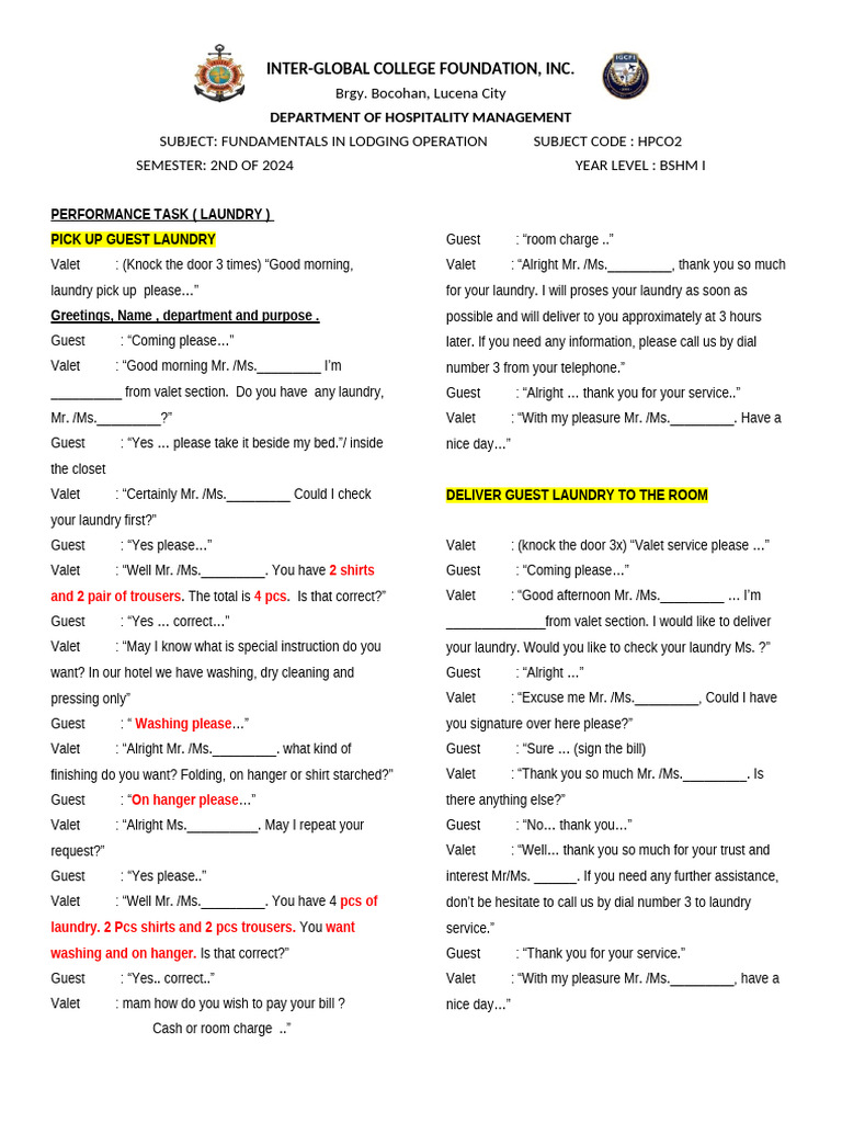 Laundry | PDF