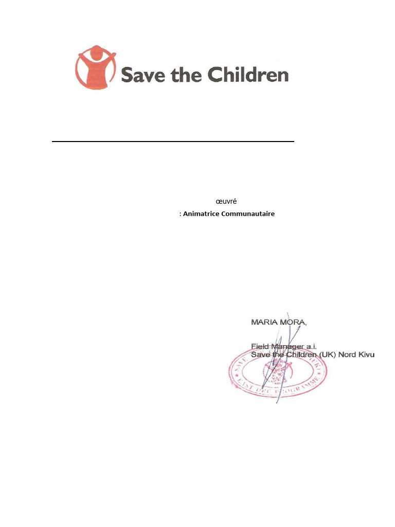 Attestation de Service Rendu Save The Children | PDF