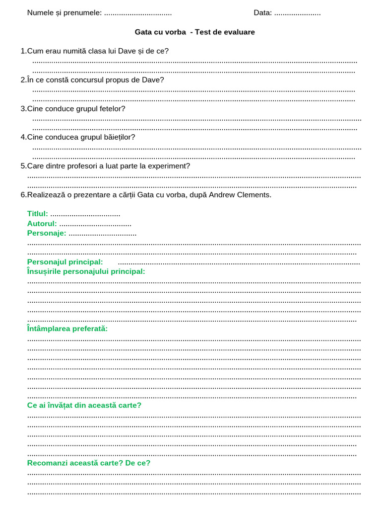 Gata Cu Vorba Test | PDF