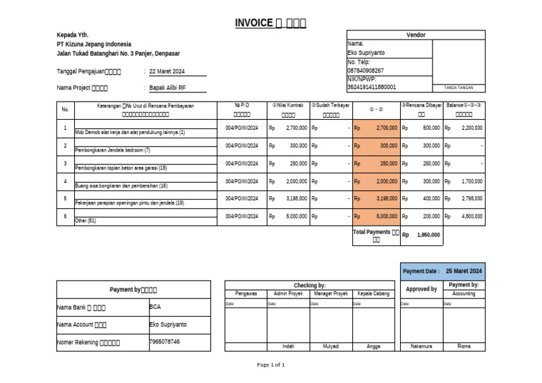 Invoice New Iin RF Eko | PDF