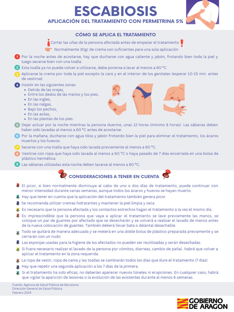 Escabiosis. Aplicación Del Tratamiento Con Permetrina 5% | PDF
