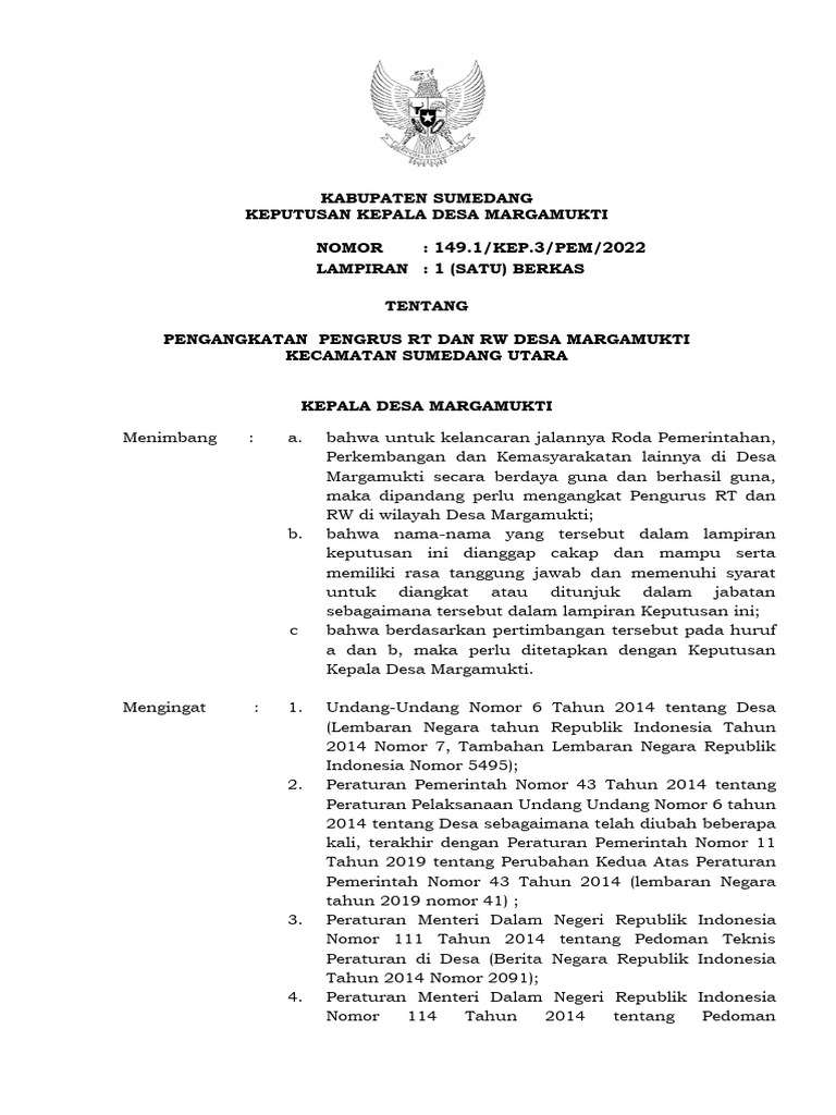 SK RT RW Margamukti 2022 | PDF