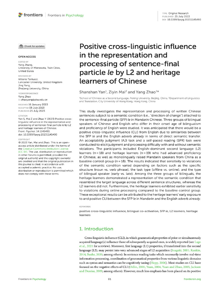 S. Yan - Positive Cross-Linguistic Influence in The Representation and ...