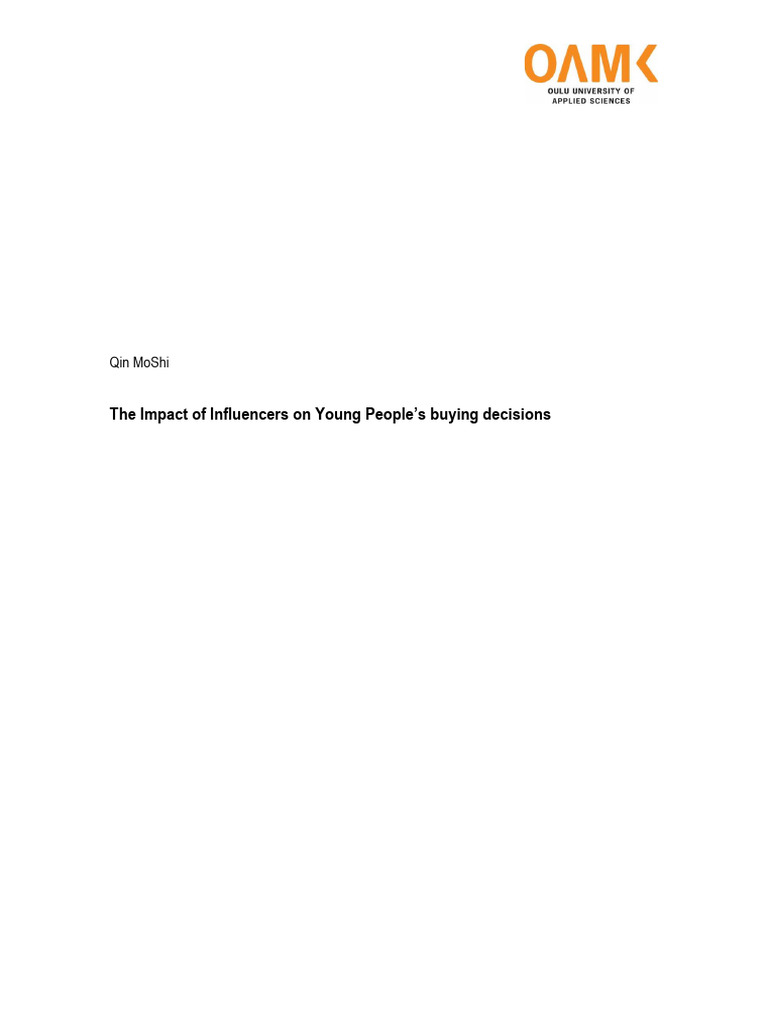 The Impact of Influencers On Young Peoples Buying Decisions | PDF