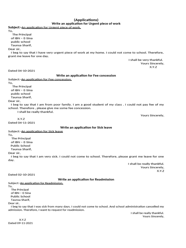 School Application Samples | PDF