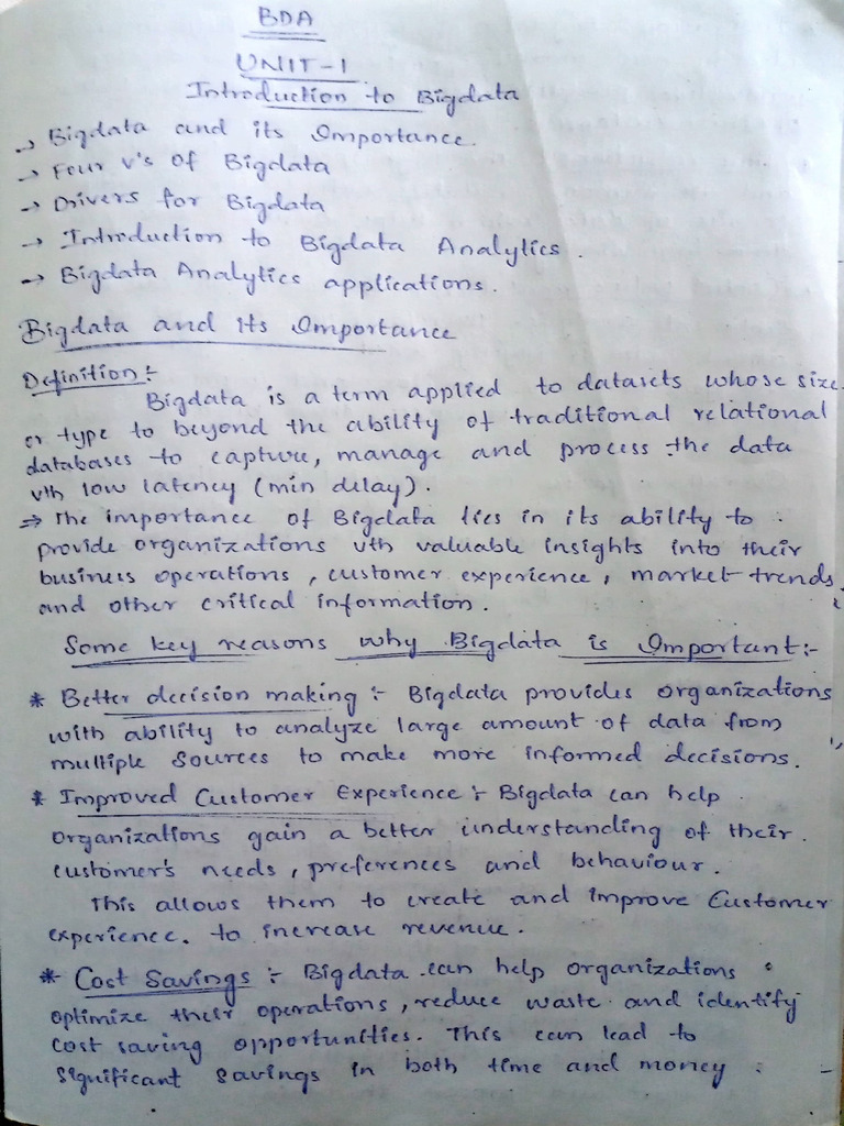 BDA Unit 1 | PDF