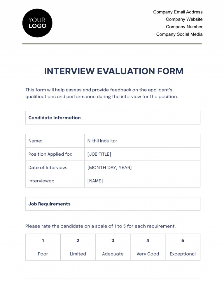 Interview Evaluation Form | PDF